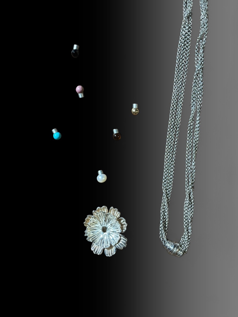 Petals of Color Necklace Sterling Signatures by Joseph Esposito Five Extra Beads - Picture 3 of 16